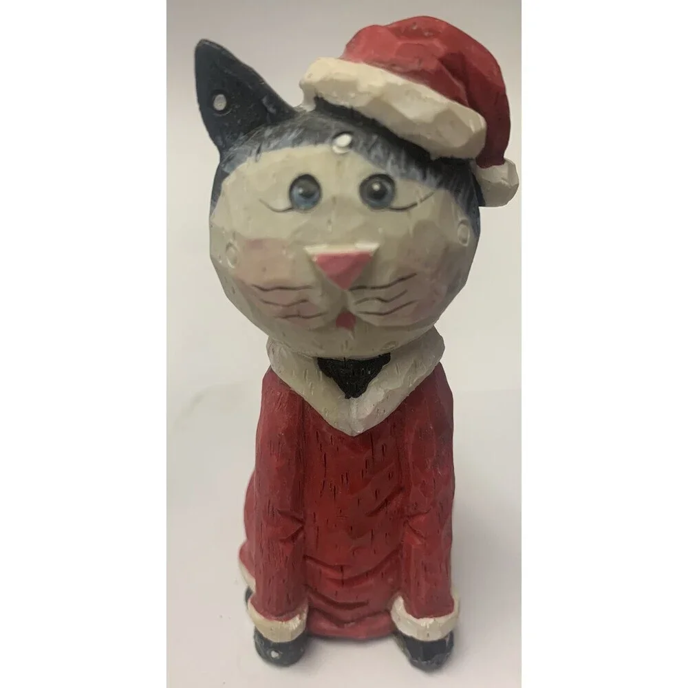 Christmas Cat Ornaments Set Of 2    4” X1.5”